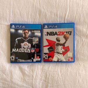 Madden NFL 18 & 2K NBA 2K18 PS4 Game Set - Blue Cases